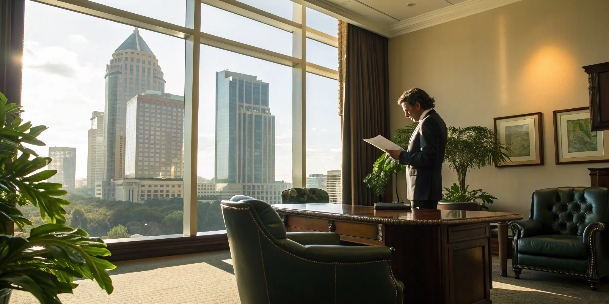 Blog 2 Florida real estate lawyer reviews documents in a modern office.