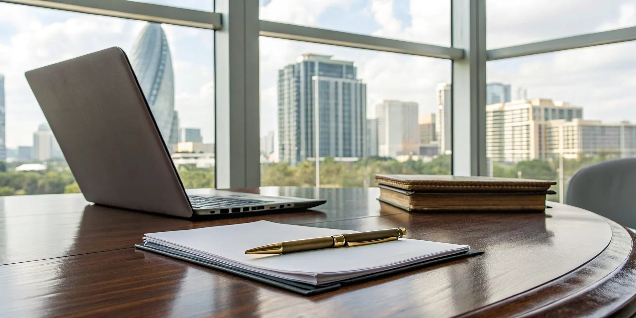 Orlando commercial real estate lawyer reviewing documents.